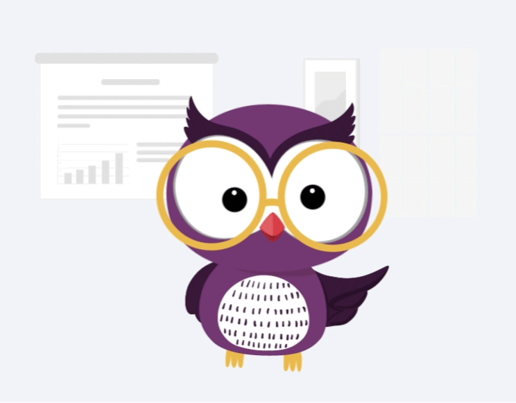 Owl gif in front of some charts
